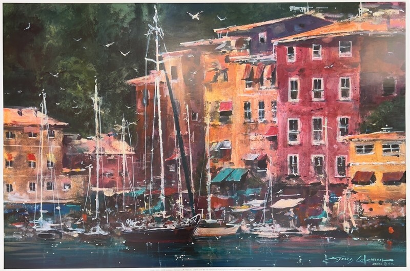James Coleman PORTOFINO AFTERNOON Lithograph Plate Signed Art