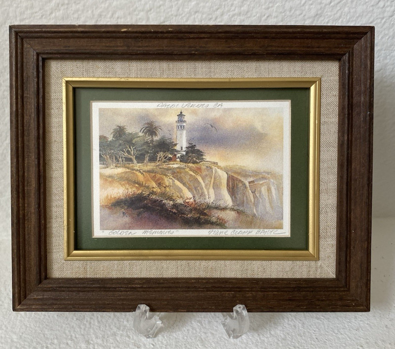 Diane Clapp Bartz Signed Print Golden Memories Palos Verdes CA Matted Framed