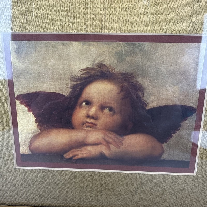 Raphael Sistine Madonnas Cherub Angels Gold Carved Frame Matted Art Print VTG gallery