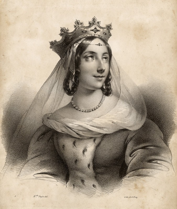 Antique Figures Print-Depiction of a medieval queen-Pages-1833