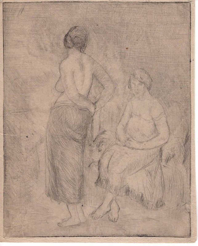 DOROTHY VARIAN (New York, 1895-1985), Two women dressing., Drypoint, 5" x 4"