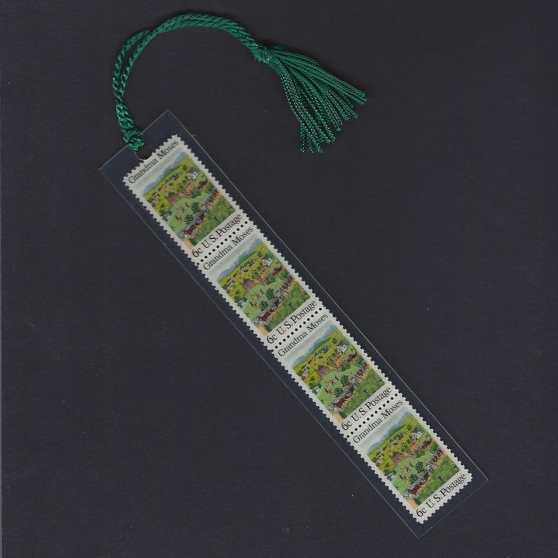 Grandma Moses, Folk Artist – Vintage Set of 4 Stamps Collectible Bookmark!