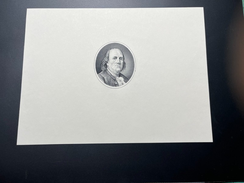 Benjamin Franklin Itaglio Engraving by John Wallace - 7.6 X 5.75 inches - New
