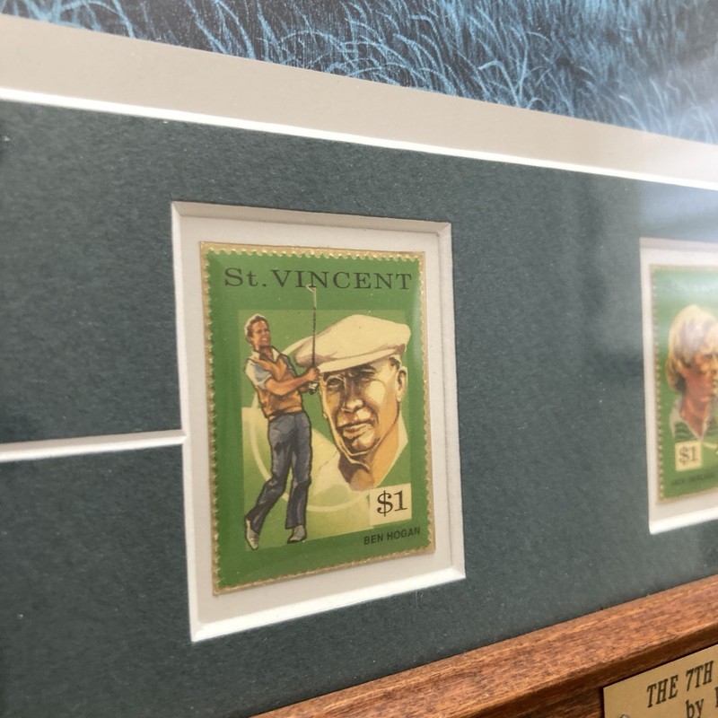 Pebble Beach 7th Hole Print Stamps -Hogan Nicklaus Player Phillip Crowe 19x22 gallery