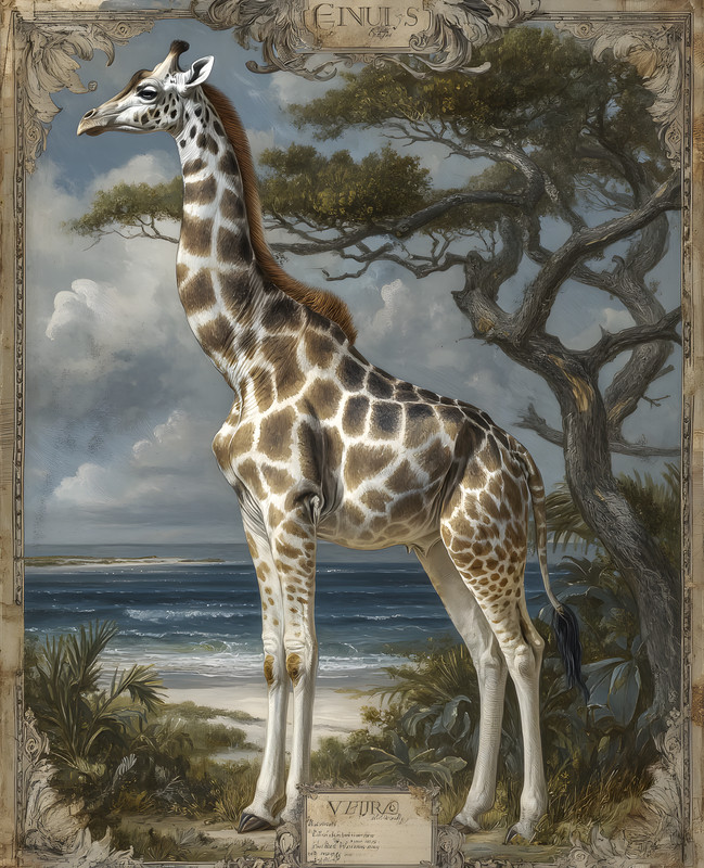 8×10 Giraffe Coastal Acacia Art Print – 290256202