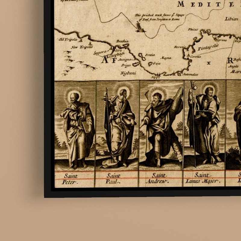 Vintage Maps - Map of the Travels and Voyages of the Apostles - Paper or Canvas gallery