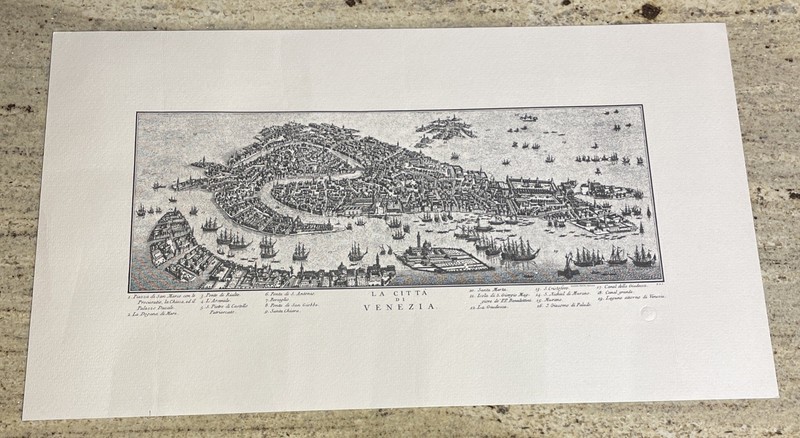 La Citta Di Venezia (Venice, Italy) 17th Century Birds Eye View Map REPRODUCTION