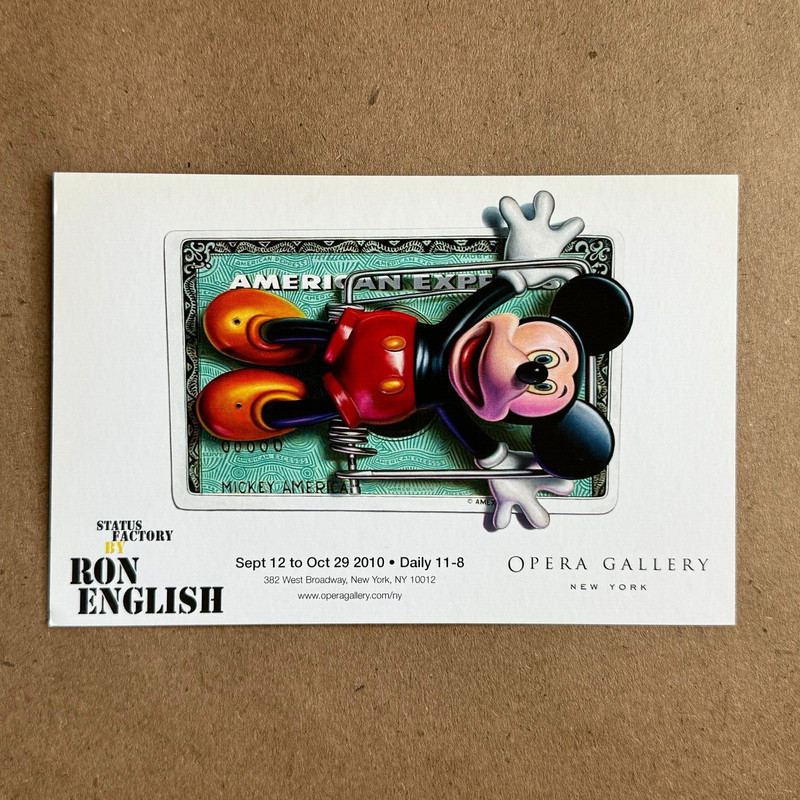 Ron English American Depress Art Show Postcard 2010 Limited Micky Mouse Nyc Rare