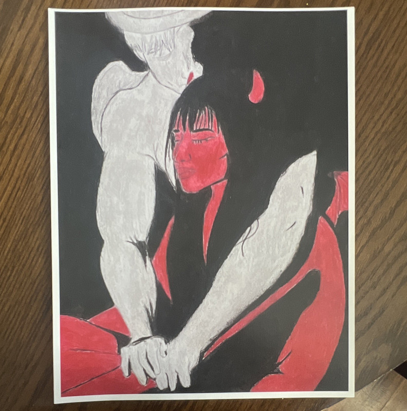 Abstract angel and devil forbidden love Print, Unframed