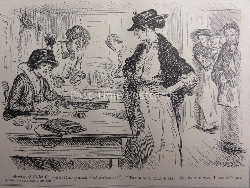 WW1 – LADIES WAR RELIEF COMMITEE – 16th Sept 1914 Punch Cartoon
