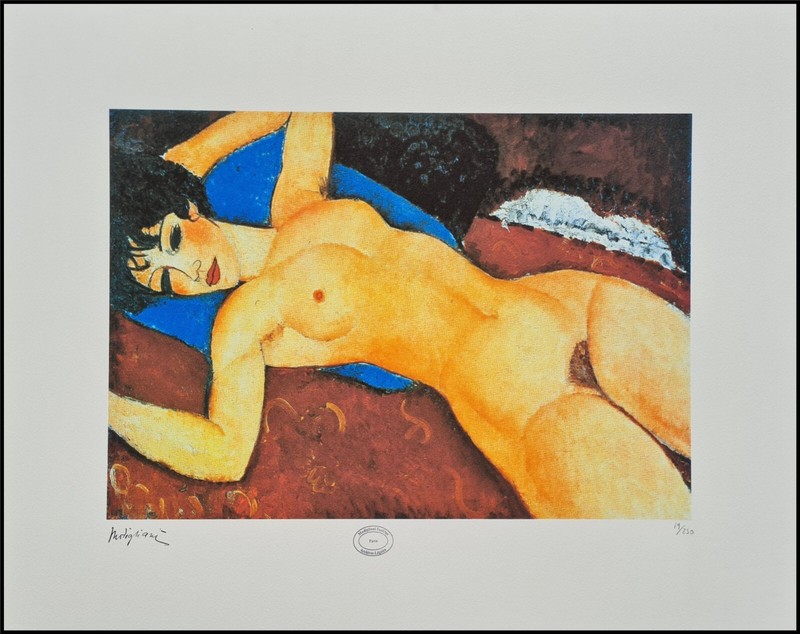 AMEDEO MODIGLIANI * Reclining Nude * 50×40 cm * Signed Lithograph * Limited # 19/250