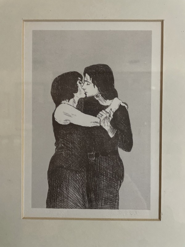 Raphael Soyer The Kiss Very Nicely Framed And Matted, A Reproduction Print gallery