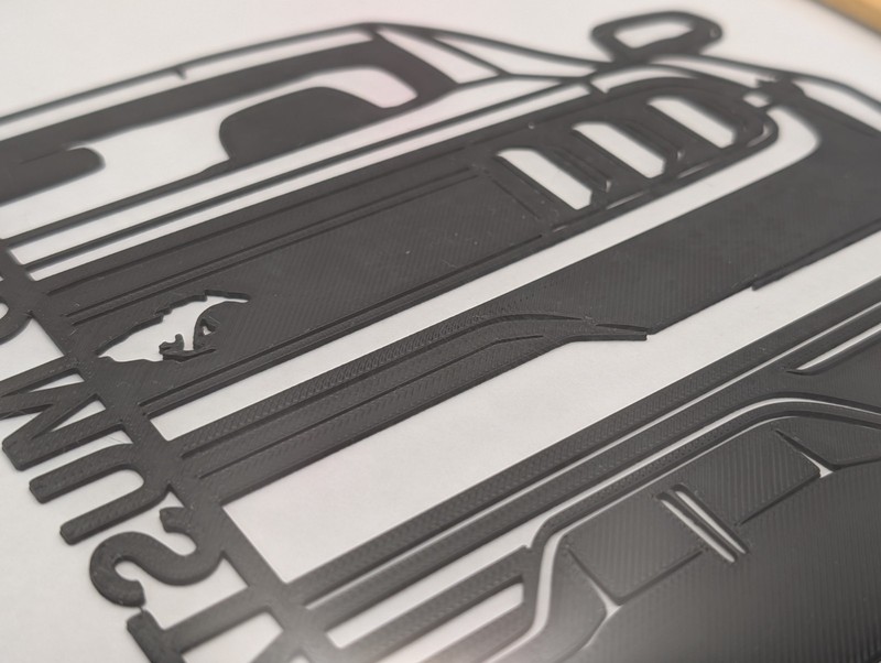 3D Printed Ford Mustang Wall Art - Framed Car Decor (9" x 11.5" Wooden Frame) gallery