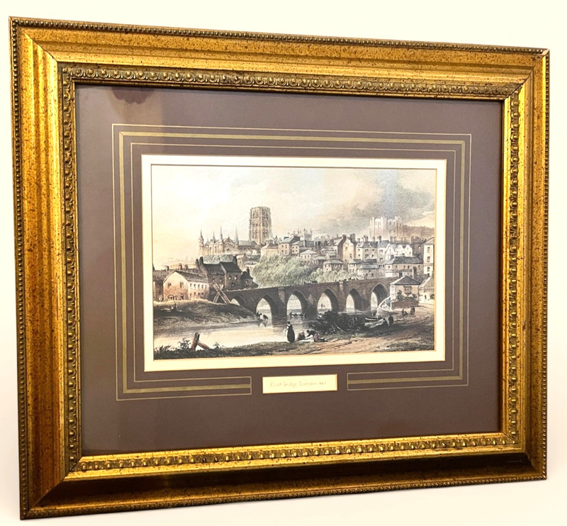 Vintage Framed Durham Elvet Bridge Print Gilt Frame Cathedral Castle Wall Art