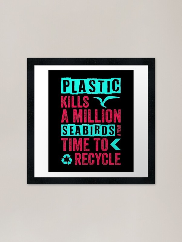 Planet Earth Ban Plastic Pollution Framed Wall Art Poster Canvas Print Picture