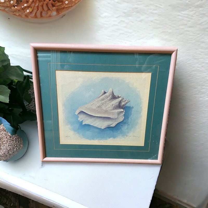Vintage Jennifer Pace Signed Numbered Conch Shell Print Framed Artwork 308/1540