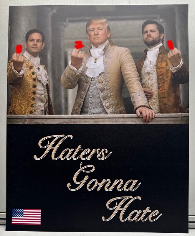 16″ x 20″ US President Donald Trump, Marco Rubio, JD Vance Fingers, Printed Sign