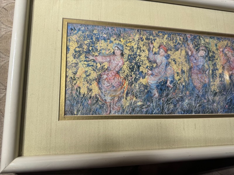 Vintage Edna (Hibel) Plotkin (1917 - 2014) "Rejoice" Print - Framed gallery
