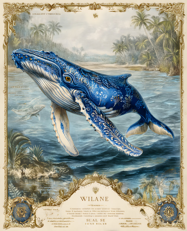 8×10 Humpback Whale off Tropical Coast Art Print – 184064292