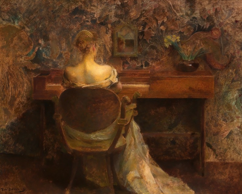 Thomas Wilmer Dewing - The Spinet - Art Print on Paper or Canvas gallery