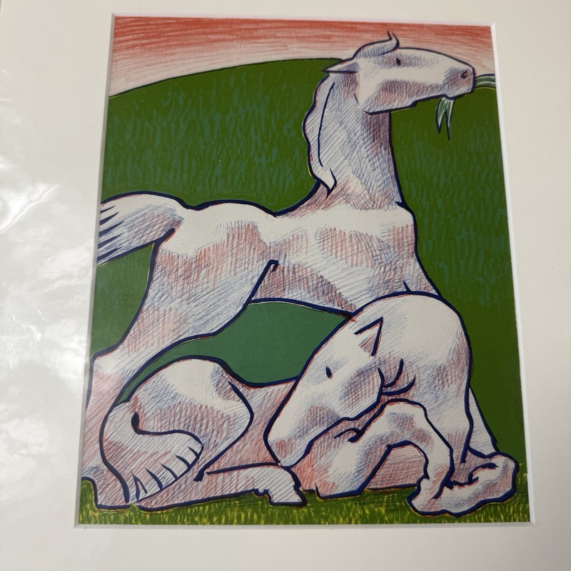 LOT OF 2 Jean Charlot 1951 Children's Book Plate color Lithograph matted gallery