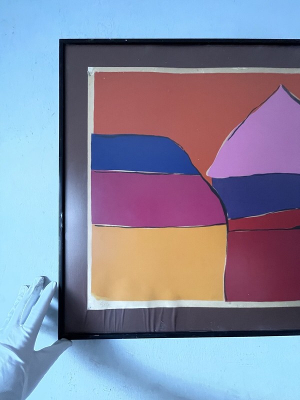 FANTASTIC VINTAGE MID CENTURY MODERN ABSTRACT LITHOGRAPH OLD CUBISM CUBIST 1968 gallery