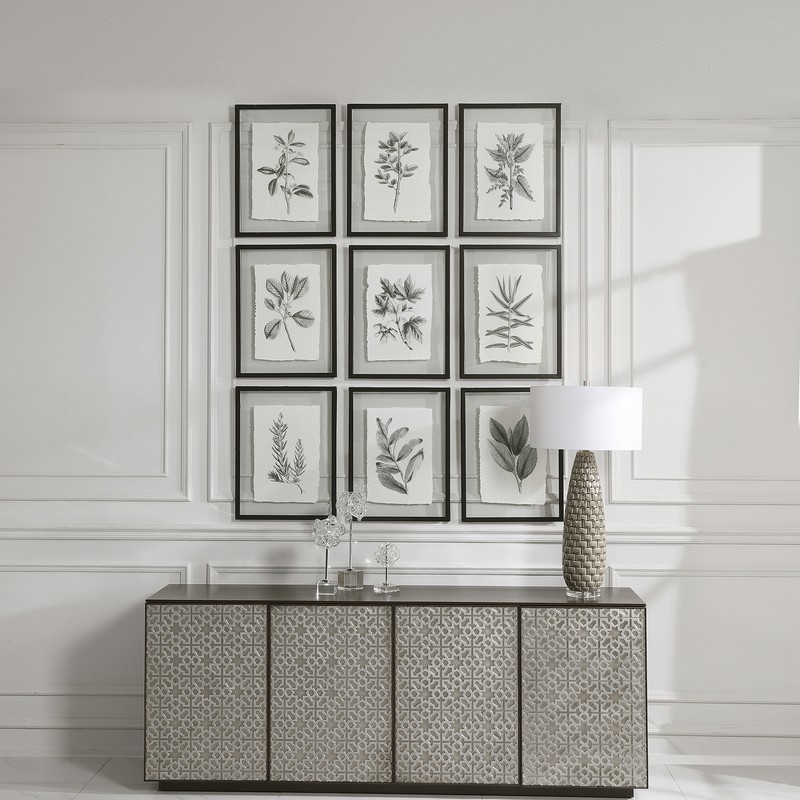 Botanical Black and White Floral Print Set 9 Wall Art Grouping Leaves Framed gallery