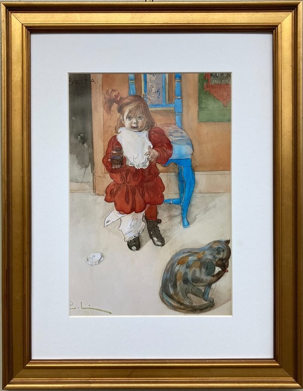 Carl Larsson «Brita / In The Confectionary Jar» Custom Framed European Art Print