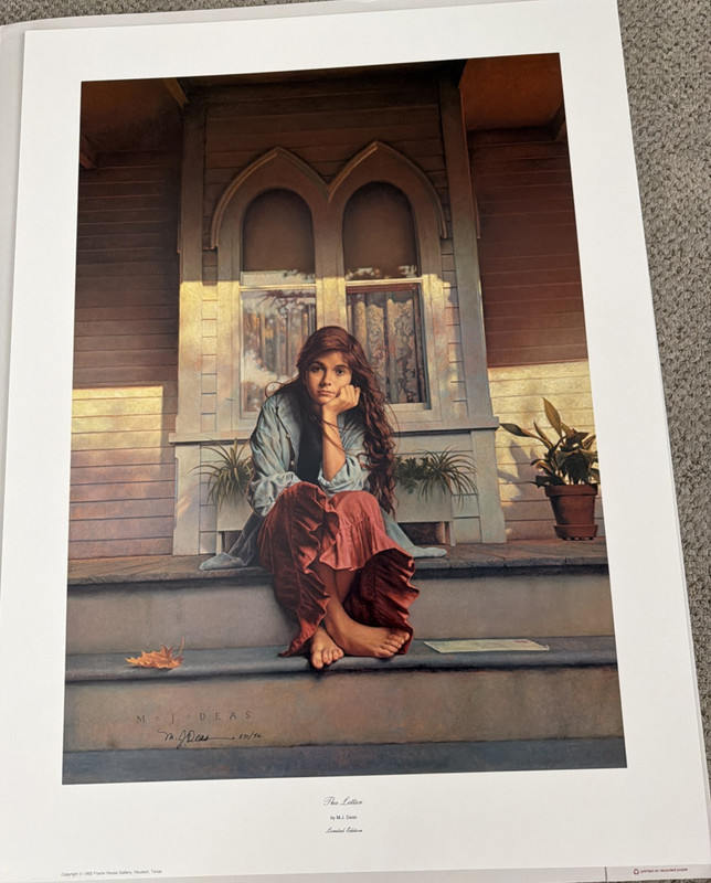 M. J. Deas, “The Letter” Signed 572/TL COA 26 1/2″ by 20″