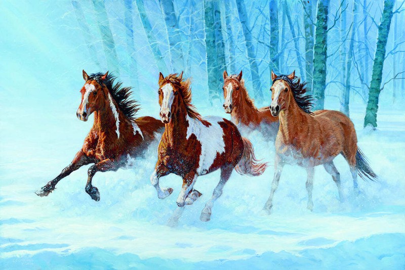 December Run Chris Cummings Fine Art Print Horse Cowboy Western Landscape 22x32