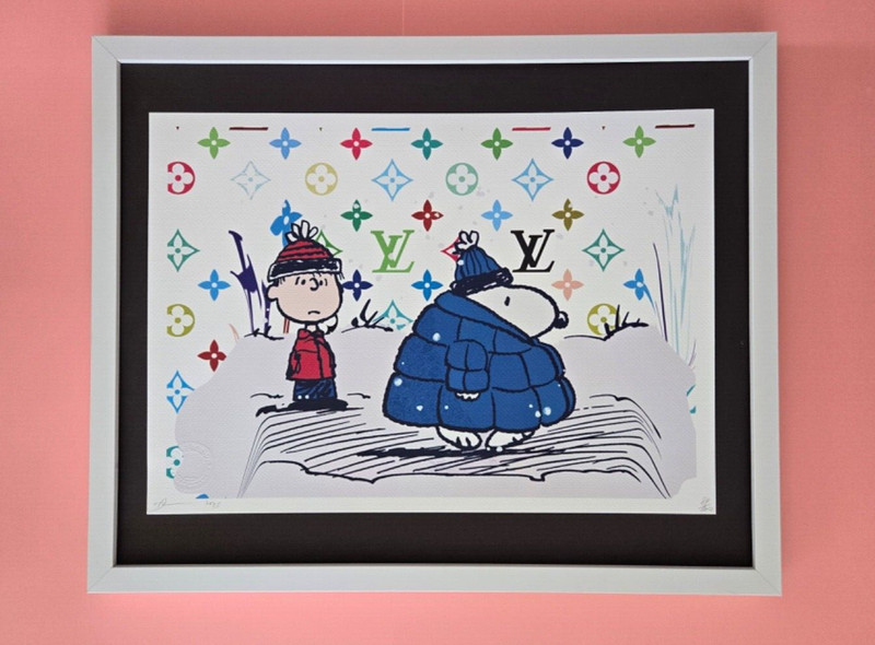 Death NYC Large Framed 16x20in Pop Art Graffiti COA SNOOPY IN WINTER #7