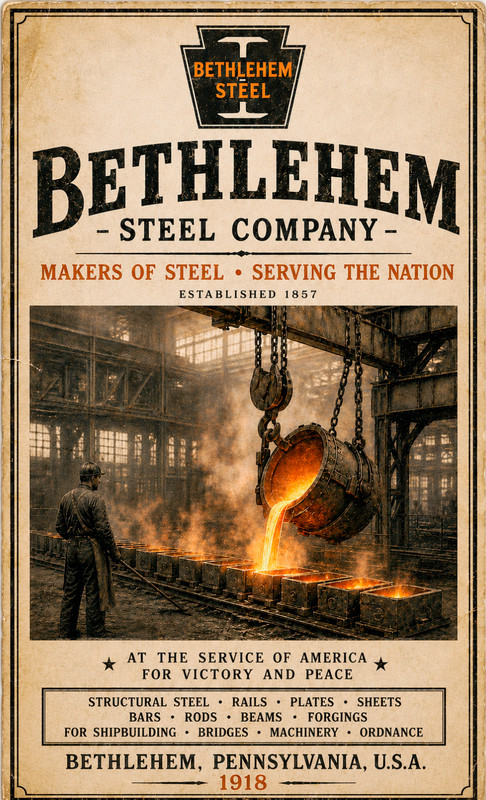Bethlehem Steel mills 5 posters in a Vintage style 11 x 17