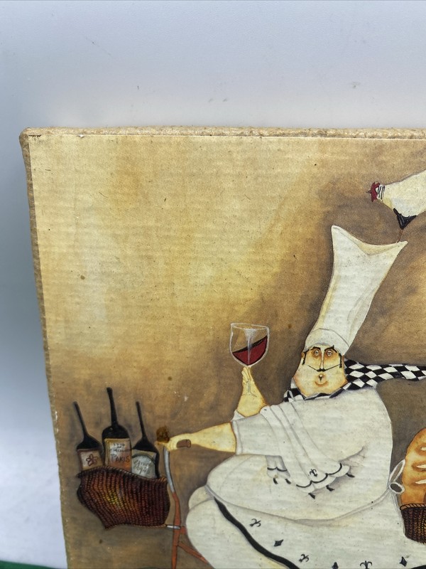 FRENCH FOLK ART FAT CHEF ON BIKE PRINT BY JENNIFER GARANT BURLAP WALL ART DECO gallery