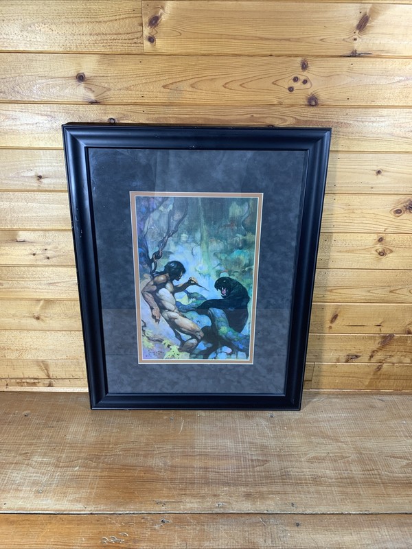 «Black Panther» Frank Frazetta Vintage Print Framed 27-1/4” x 21-1/4”