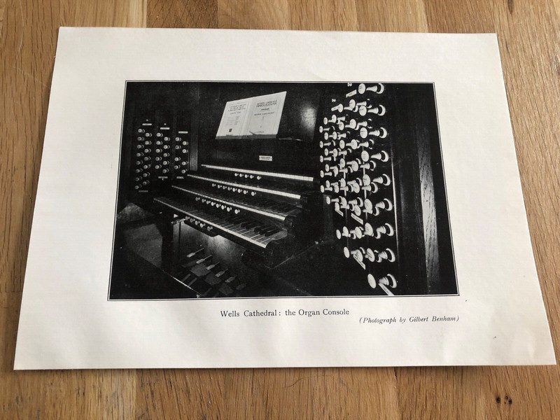 1941 print – wells cathedral : the organ console