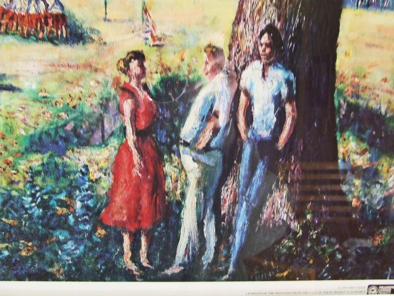 "FOOTBALL PRACTICE" Circa 1956 OHIO STATE / by Emerson C. Burkhart Signed Print gallery