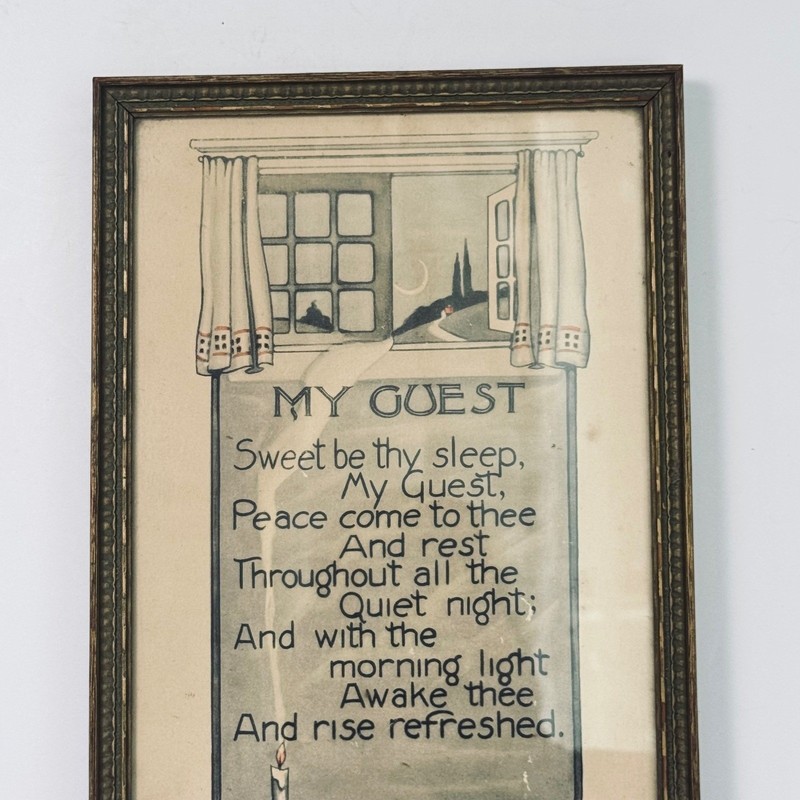Vintage Framed Poem MY GUEST Reinnthal & Newman Art Print #192