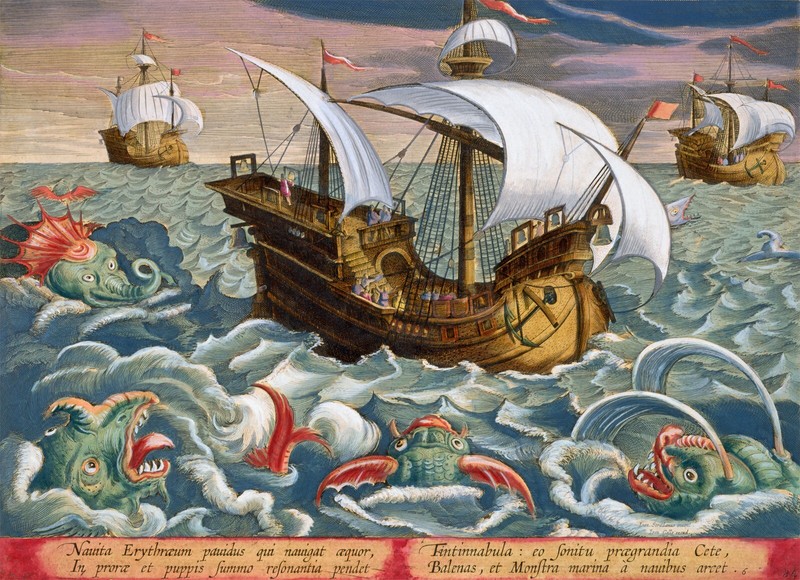 Hans Collaert : «Hunting Sea Creatures» (1600s) — Giclee Fine Art Print