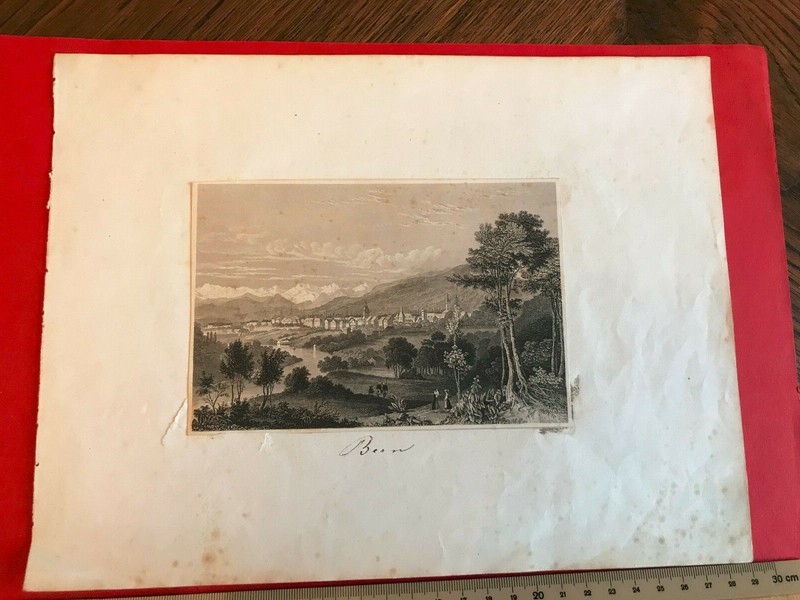 Old steel engraving Bern Switzerland around 1850 unsigned 15.5 x 10.5 cm