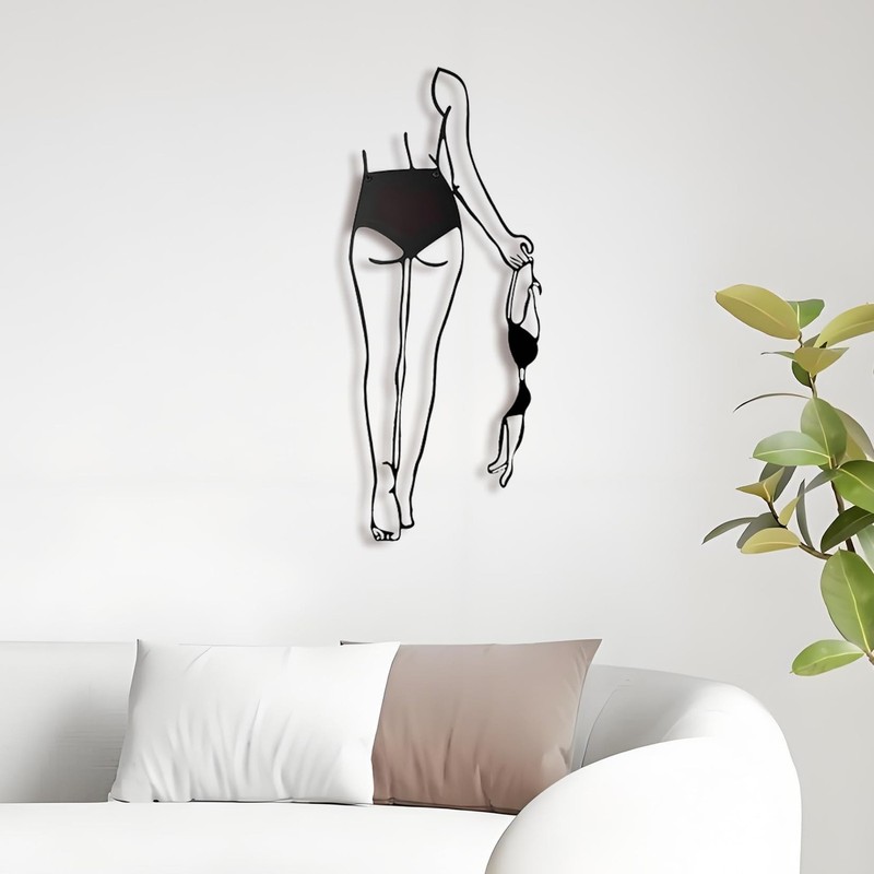 LIYAOLI 3D Metal Sexy Abstract Wall Art Decor for Bedroom Women,Modern Black ...