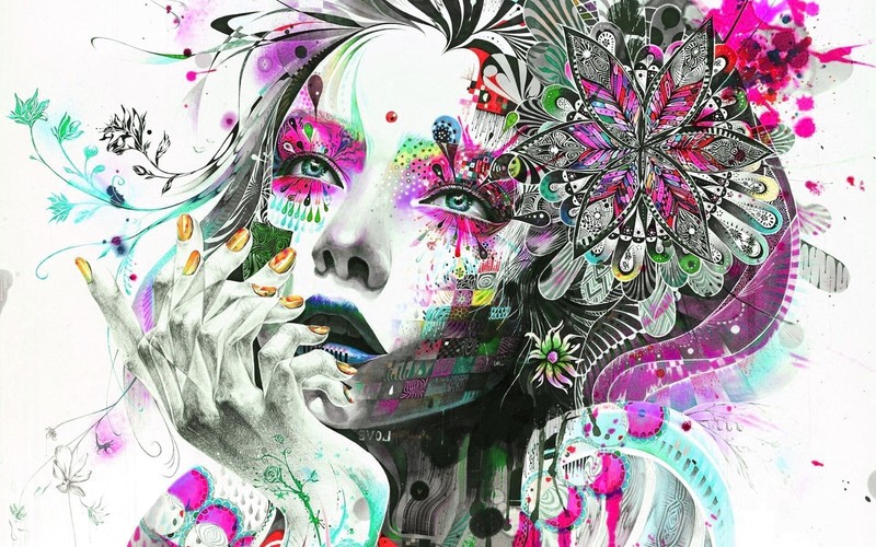 Abstract Women Pink Flowers Floral Large Wall Art Framed Canvas Picture 20×30″