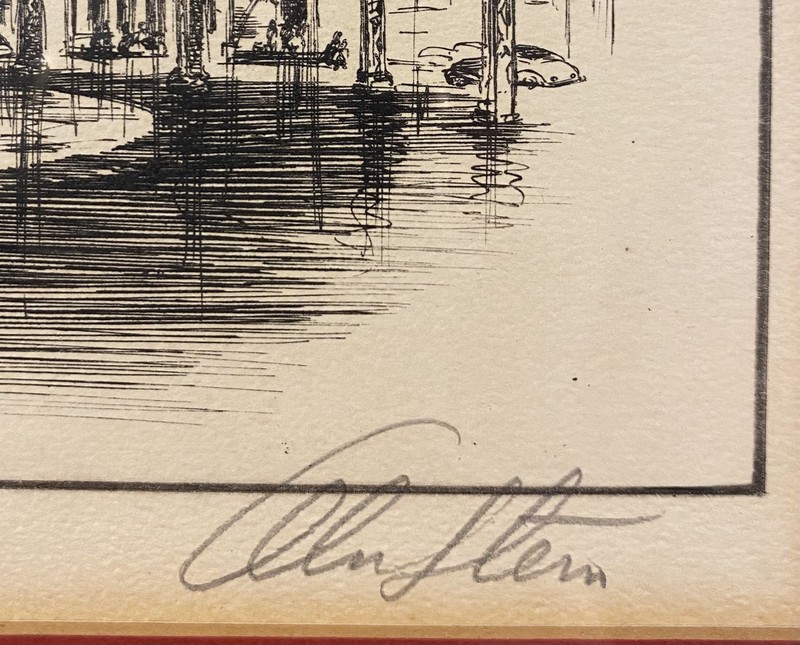 LAST OF THE EL's NYC etching c.1935-1944 SIGNED ALEC STERN Framed gallery