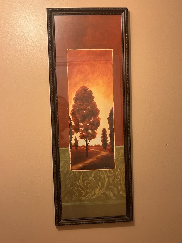 Framed Portrait Landscape Tree Print Wall Art Sunset Scene - Single Piece