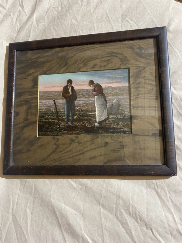 Antique 1900’s Jean Francois Millet “Angelus Praying Farmers” Framed Print