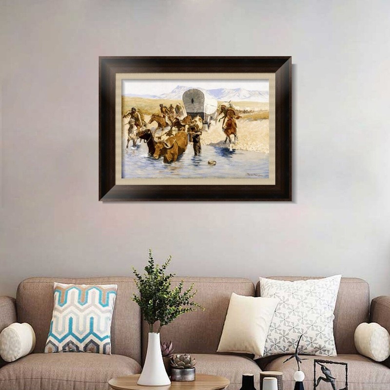 Framed Canvas Giclee Print The Emigrants by Frederic Remington Wall Art gallery