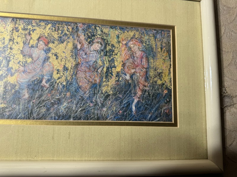 Vintage Edna (Hibel) Plotkin (1917 - 2014) "Rejoice" Print - Framed gallery