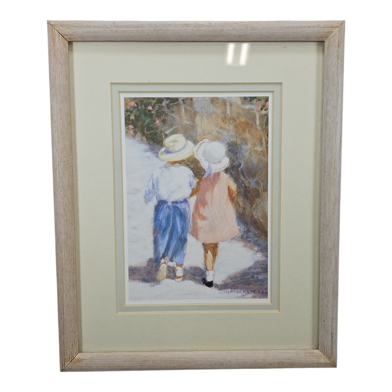 Vintage Ivan Anderson S.A.I Framed Print, Children Walking Path Rose’s «Secrets»