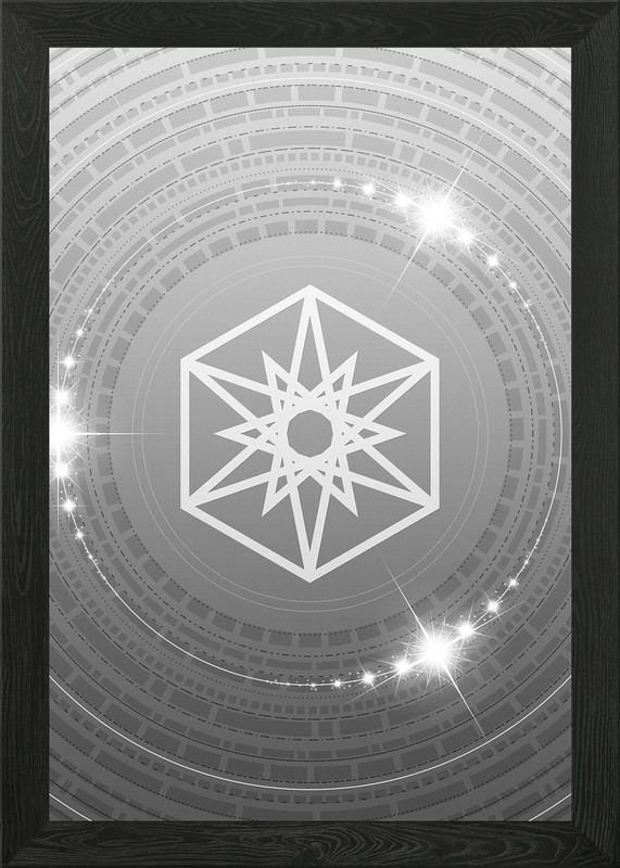 Grey Geometric Glyph Rune Framed Wall Art Poster Canvas Print Picture
