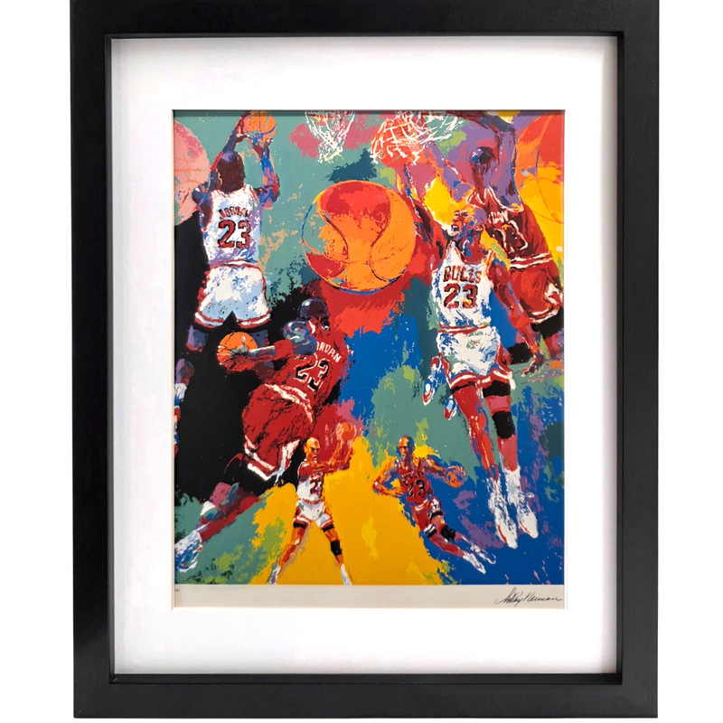 LEROY NEIMAN Michael Jordan Framed Plate Signed Vintage Basketball Legends Print