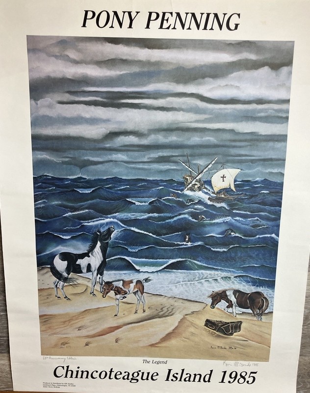 Pony Penning The Legend Chincoteague Island 1985 Kevin McBride Art Print Signed